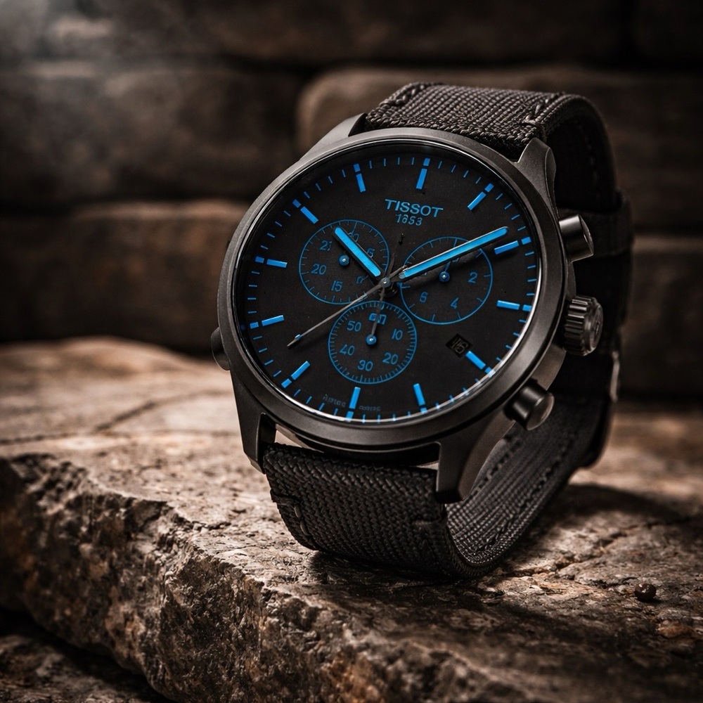 NIB SWISS MENS Tissot T-Sport Chrono XL 45 MM Chronograph BLACK/Blue Face
